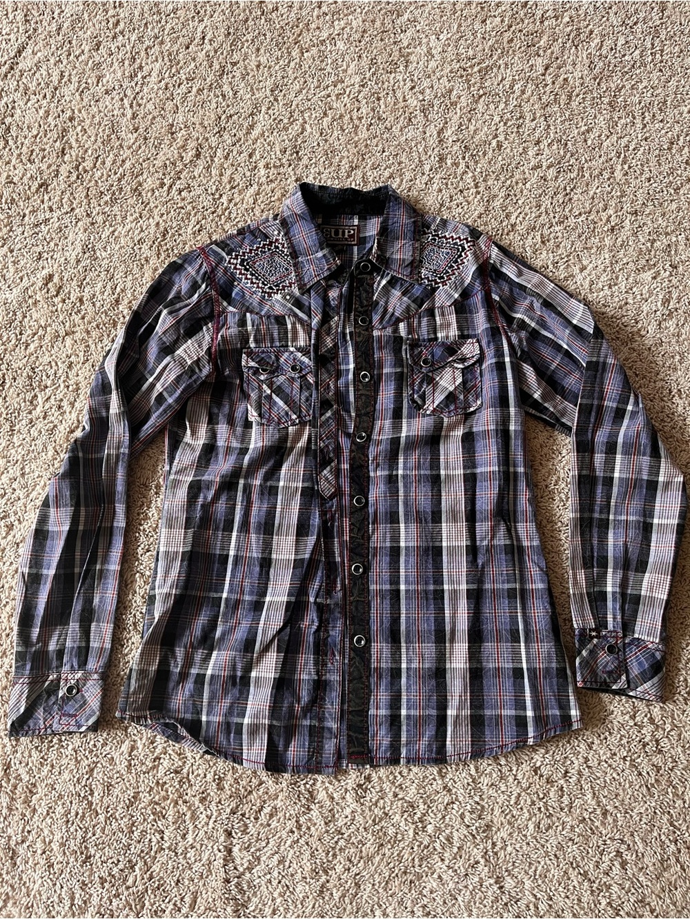 Plaid Long-Sleeve Shirt - Blue/Gray